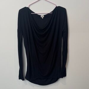 Aritzia Wilfred Black Draped Long Sleeve Top